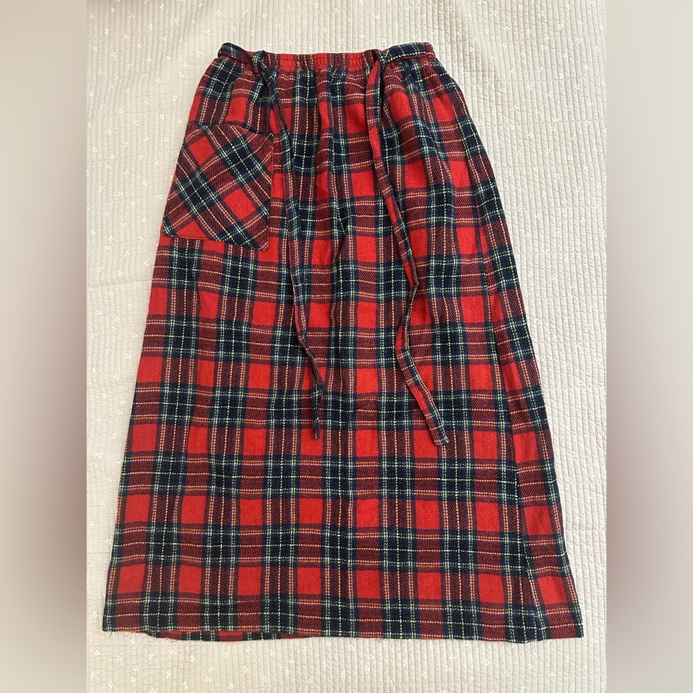(Sold) Vintage Wool Plaid Midi Skirt